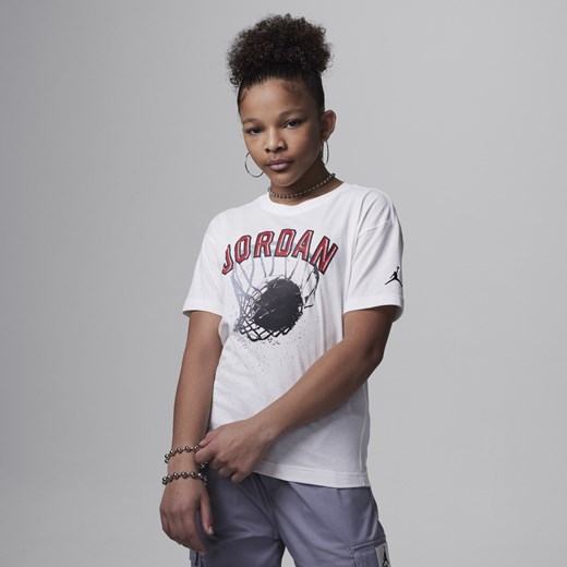 T-shirt dla dużych dzieci z nadrukiem Jordan Hoop Style - Biel Jordan M Nike poland