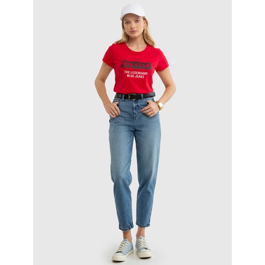 Koszulka damska z linii Authentic z logo BIG STAR czerwona Rissmelna 603 ze sklepu Big Star w kategorii Bluzki damskie - zdjęcie 170403417
