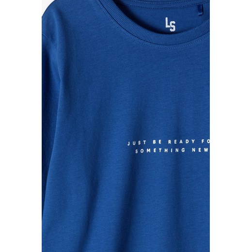Bluzka chłopięca bawełniania z nadrukiem - niebieska Lincoln & Sharks By 5.10.15. 146 5.10.15