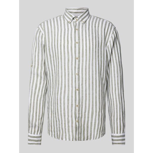 Koszula lniana o kroju modern fit z kołnierzykiem typu button down model ‘Dirk’ ze sklepu Peek&Cloppenburg  w kategorii Koszule męskie - zdjęcie 170406747