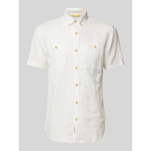 Koszula casualowa z mieszanki lnu i bawełny z kołnierzykiem typu button down ze sklepu Peek&Cloppenburg  w kategorii Koszule męskie - zdjęcie 170407238