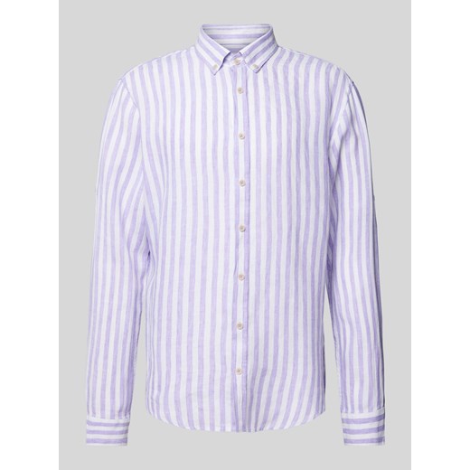 Koszula lniana o kroju modern fit z kołnierzykiem typu button down model ‘Dirk’ ze sklepu Peek&Cloppenburg  w kategorii Koszule męskie - zdjęcie 170407576