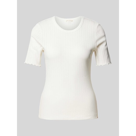 T-shirt z prążkowanym,okrągłym dekoltem model ‘Ella’ ze sklepu Peek&Cloppenburg  w kategorii Bluzki damskie - zdjęcie 170407645