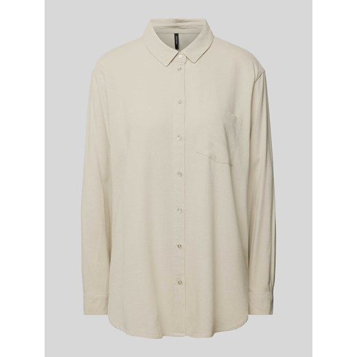 Bluzka z mieszanki wiskozy i lnu w jednolitym kolorze ze sklepu Peek&Cloppenburg  w kategorii Koszule damskie - zdjęcie 170407746