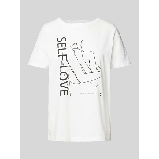 T-shirt z nadrukiem ze sloganem ze sklepu Peek&Cloppenburg  w kategorii Bluzki damskie - zdjęcie 170408088