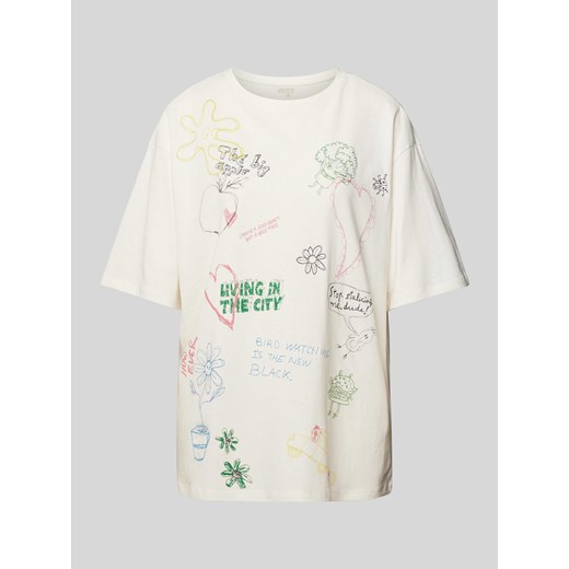 T-shirt z nadrukiem z motywem i napisem ze sklepu Peek&Cloppenburg  w kategorii Bluzki damskie - zdjęcie 170408799