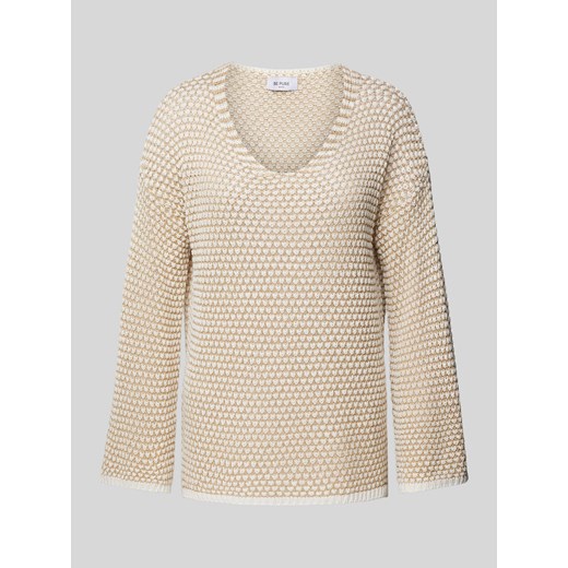 Sweter z dzianiny z dodatkiem wiskozy i fakturowanym wzorem ze sklepu Peek&Cloppenburg  w kategorii Swetry damskie - zdjęcie 170408828