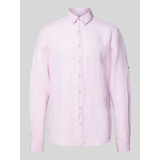 Koszula lniana o kroju modern fit z kołnierzykiem typu button down model ‘Dirk’ ze sklepu Peek&Cloppenburg  w kategorii Koszule męskie - zdjęcie 170409357