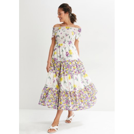 Sukienka z dekoltem marszczonym cienkimi gumkami 50 bonprix