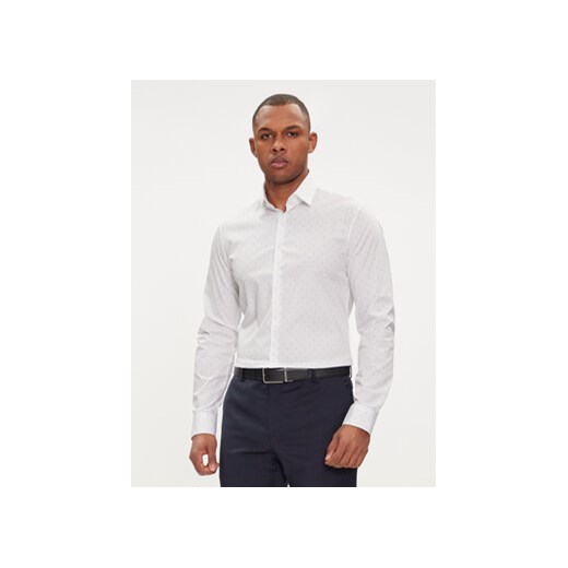 Calvin Klein Koszula Leaf Print K10K112593 Biały Slim Fit ze sklepu MODIVO w kategorii Koszule męskie - zdjęcie 170424477