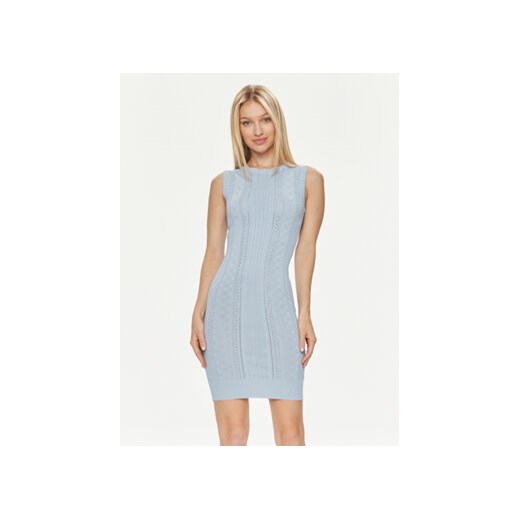 Guess Sukienka dzianinowa Es Sl Adaline W4GK11 Z2U00 Niebieski Slim Fit ze sklepu MODIVO w kategorii Sukienki - zdjęcie 170424619