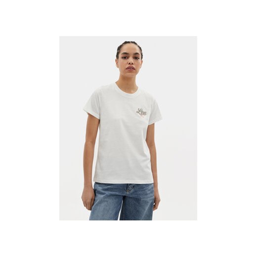Lee T-Shirt Small Logo 112350196 Écru Regular Fit ze sklepu MODIVO w kategorii Bluzki damskie - zdjęcie 170424855
