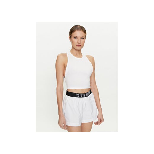 Calvin Klein Swimwear Top KW0KW02481 Biały Slim Fit ze sklepu MODIVO w kategorii Bluzki damskie - zdjęcie 170424905