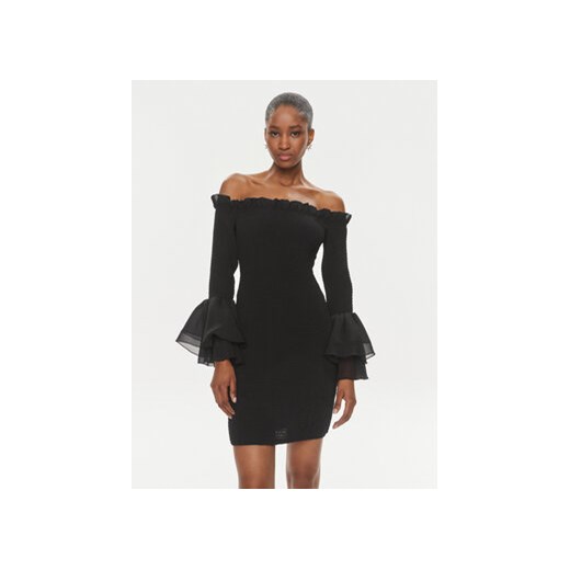ROTATE Sukienka koktajlowa Chiffon 112112100 Czarny Regular Fit ze sklepu MODIVO w kategorii Sukienki - zdjęcie 170425275