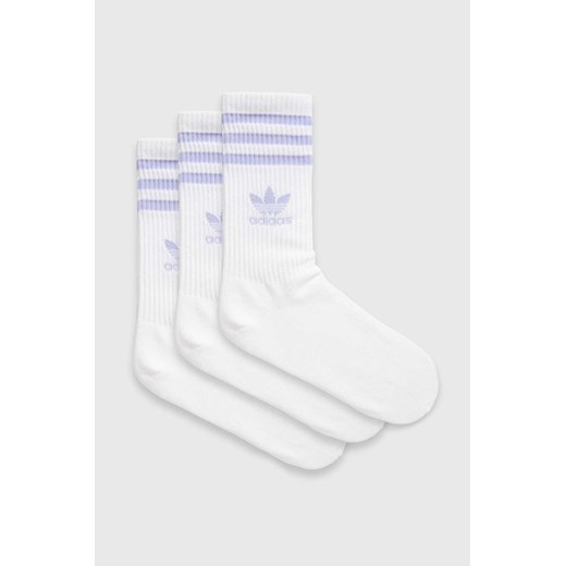 adidas Originals skarpetki 3-pack kolor biały IW9268 ze sklepu ANSWEAR.com w kategorii Skarpetki damskie - zdjęcie 170427176