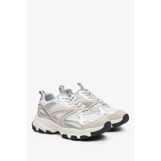 Es8 buty sportowe damskie sneakersy sznurowane beżowe 