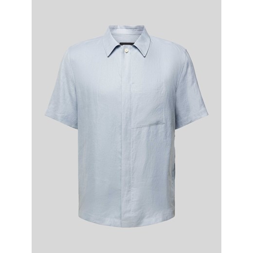 Koszula lniana o kroju regular fit z krytą listwą guzikową model ‘TEED’ ze sklepu Peek&Cloppenburg  w kategorii Koszule męskie - zdjęcie 170428305