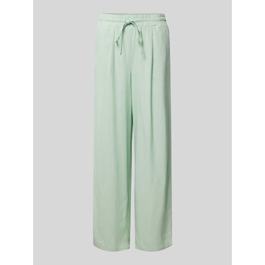Spodnie z mieszanki wiskozy i lnu z szeroką nogawką i elastycznym pasem ze sklepu Peek&Cloppenburg  w kategorii Spodnie damskie - zdjęcie 170428328