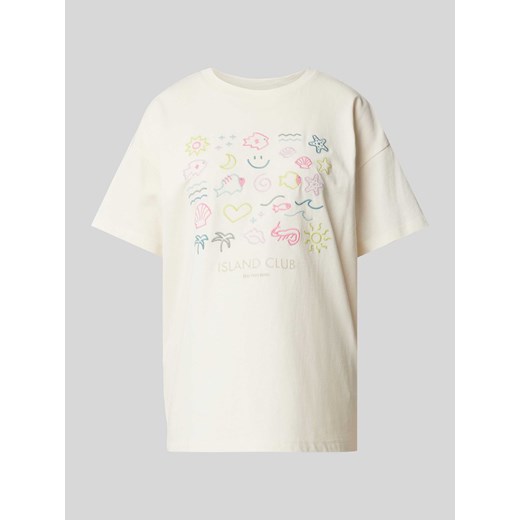 T-shirt o kroju oversized z wyhaftowanym motywem ze sklepu Peek&Cloppenburg  w kategorii Bluzki damskie - zdjęcie 170428695