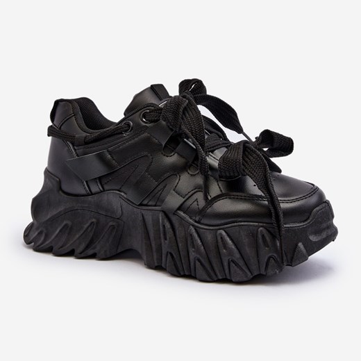 Buty sportowe damskie sneakersy z tworzywa sztucznego czarne 