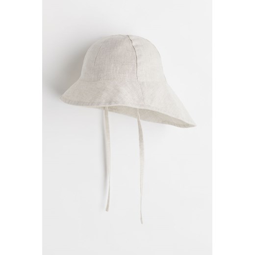 H & M - Lniana czapka przeciwsłoneczna - Beżowy ze sklepu H&M w kategorii Czapki dziecięce - zdjęcie 170430337