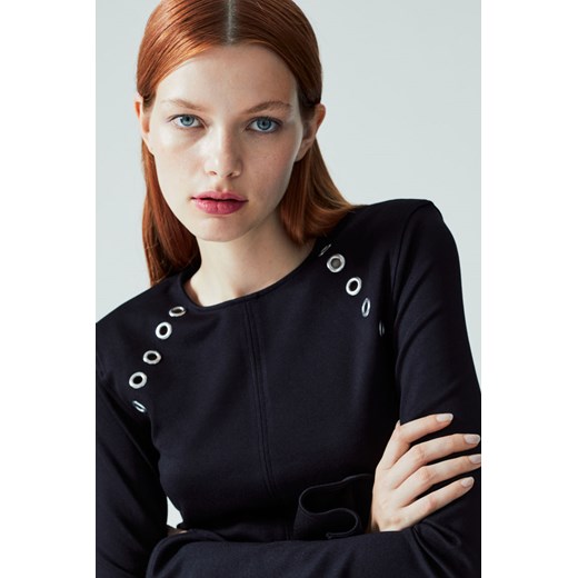 H & M - Top z ażurowymi detalami - Czarny ze sklepu H&M w kategorii Bluzki damskie - zdjęcie 170430355