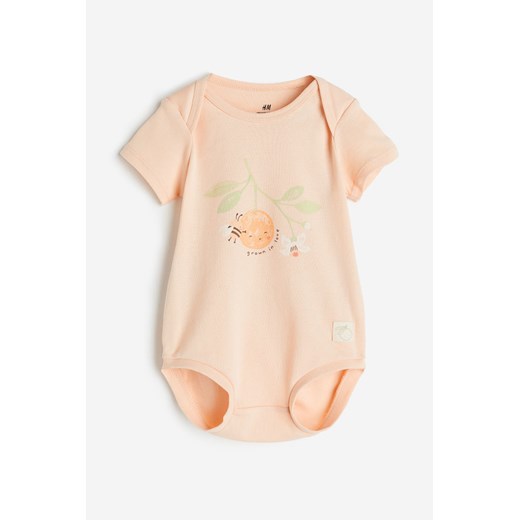 H & M - Body z bawełnianego dżerseju - Pomarańczowy ze sklepu H&M w kategorii Body niemowlęce - zdjęcie 170430429