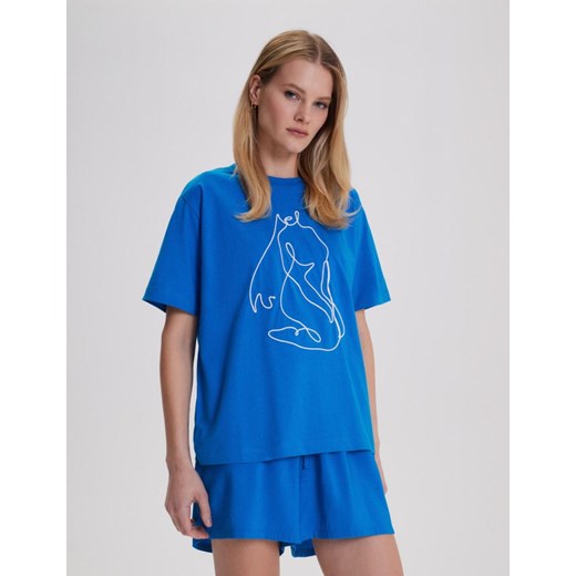Koszulka OUEN Niebieski XS ze sklepu Diverse w kategorii Bluzki damskie - zdjęcie 170430697