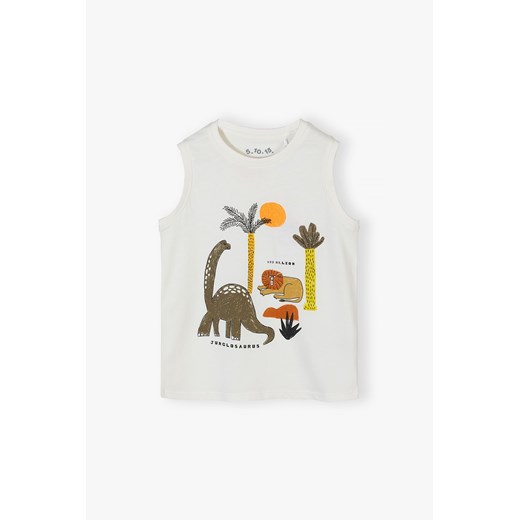 Bawełniana koszulka na ramiączka dla chłopca biała ze sklepu 5.10.15 w kategorii T-shirty chłopięce - zdjęcie 170431047