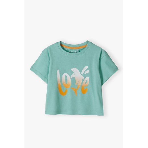 Bawełniany crop top dla dziewczynki z napisem LOVE ze sklepu 5.10.15 w kategorii Bluzki dziewczęce - zdjęcie 170431159