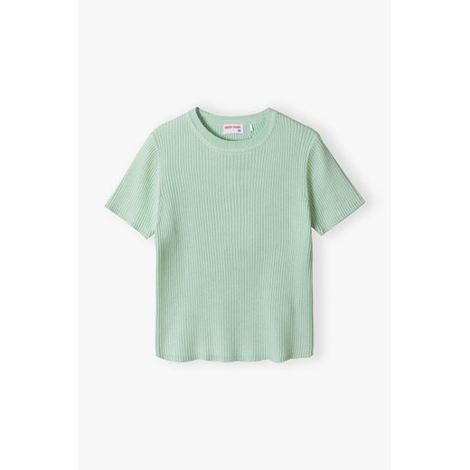 Zielony t-shirt dziewczęcy w prążki - Lincoln&Sharks ze sklepu 5.10.15 w kategorii Bluzki dziewczęce - zdjęcie 170431206