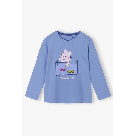 Niebieska dzianinowa bluzka dla dziewczynki - długi rękaw ze sklepu 5.10.15 w kategorii Bluzki dziewczęce - zdjęcie 170431207