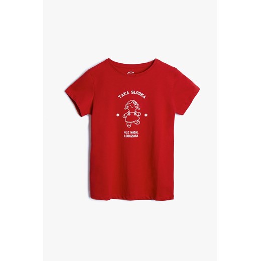 T-shirt dziewczęcy z napisem Taka słodka ale nadal łobuziara bordowy Family Concept By 5.10.15. 92 5.10.15