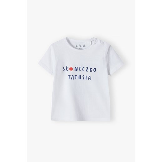Biały bawełniany t-shirt niemowlęcy - Słoneczko Tatusia ze sklepu 5.10.15 w kategorii Koszulki niemowlęce - zdjęcie 170431339