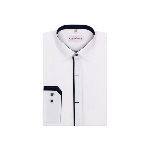 Koszula biała z krytą plisą- długi rękaw ze sklepu 5.10.15 w kategorii Koszule chłopięce - zdjęcie 170431345