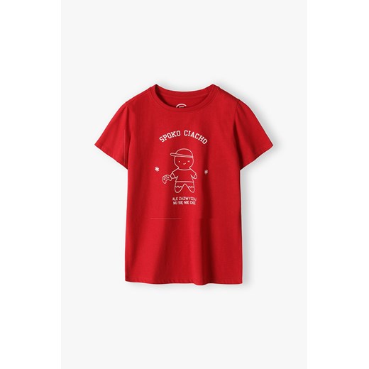 T-shirt chłopięcy z napisem "Spoko ciacho ale zazwyczaj mu się nie chce" bordowy Family Concept By 5.10.15. 146 5.10.15