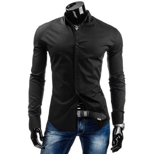 Koszula z długim rękawem (dx0760) - Czarny dstreet  bawełna