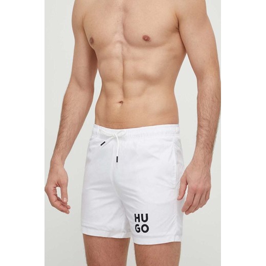 HUGO szorty kąpielowe kolor biały ze sklepu ANSWEAR.com w kategorii Kąpielówki - zdjęcie 170439259
