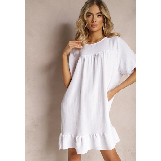 Biała Rozkloszowana Sukienka Mini Ozdobiona Falbankami Lermiona ze sklepu Renee odzież w kategorii Sukienki - zdjęcie 170440537