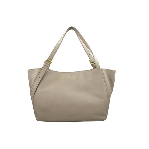 Shopper bag Barberini`s na ramię lakierowana beżowa na wakacje
