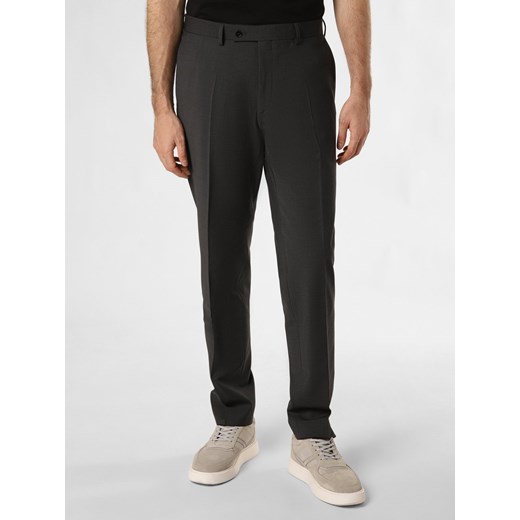 Finshley & Harding Spodnie - Carter Mężczyźni Regular Fit Wełna antracytowy jednolity ze sklepu vangraaf w kategorii Spodnie męskie - zdjęcie 170441908