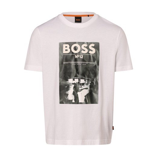 BOSS Orange Koszulka męska - Te_BossTicket Mężczyźni Bawełna biały nadruk ze sklepu vangraaf w kategorii T-shirty męskie - zdjęcie 170442879
