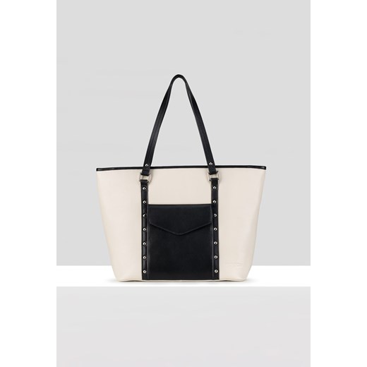 Duża skórzana torba z czarną kieszenią ze sklepu Molton w kategorii Torby Shopper bag - zdjęcie 170443096