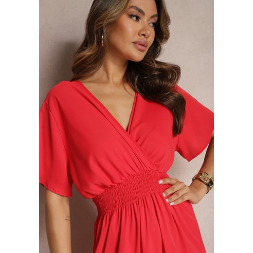 Czerwona Rozkloszowana Sukienka Długa o Kopertowym Kroju Alarava Renee M promocyjna cena Renee odzież