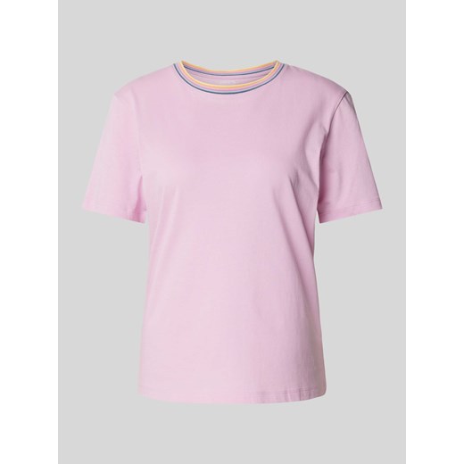 T-shirt z okrągłym dekoltem w kontrastowym kolorze ze sklepu Peek&Cloppenburg  w kategorii Bluzki damskie - zdjęcie 170445699