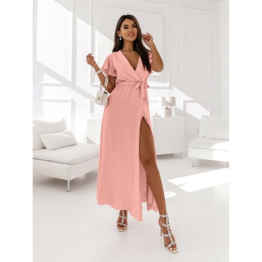 Elegancka sukienka maxi CAROLINE - pudrowy róż Magmac one size okazja magmac.pl