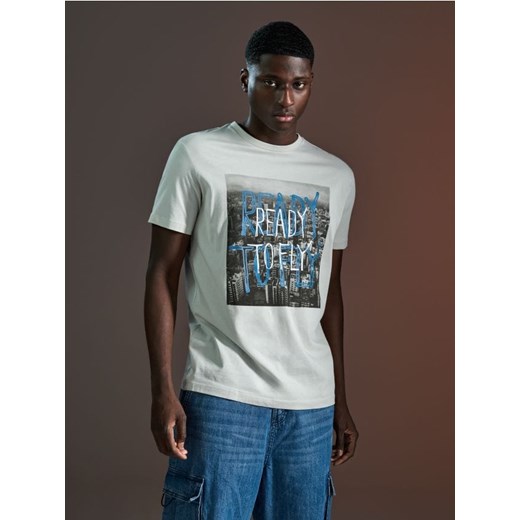 Sinsay - Koszulka z nadrukiem - kremowy ze sklepu Sinsay w kategorii T-shirty męskie - zdjęcie 170447557