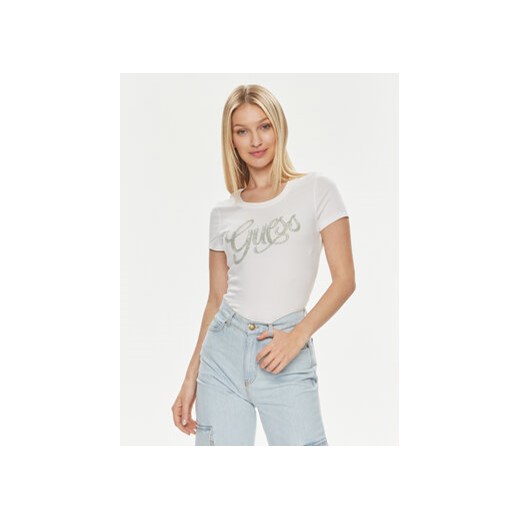 Guess T-Shirt W4GI30 J1314 Biały Slim Fit ze sklepu MODIVO w kategorii Bluzki damskie - zdjęcie 170468207
