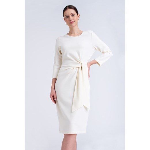 Sukienka Greenpoint biała elegancka z długim rękawem midi 
