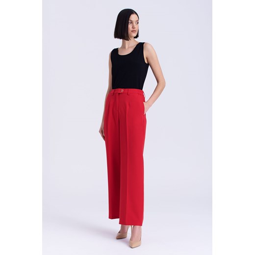 Eleganckie spodnie damskie z kantem - czerwone - Greenpoint ze sklepu 5.10.15 w kategorii Spodnie damskie - zdjęcie 170469749